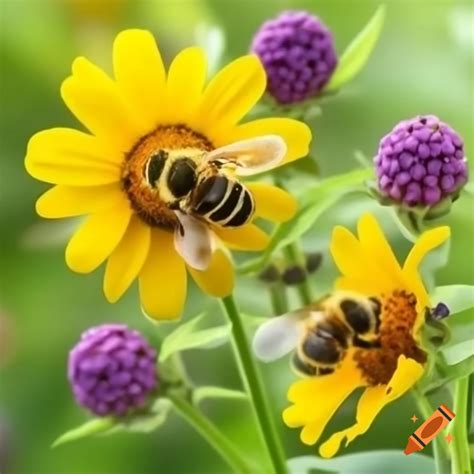 Beautiful flower with butterflies and bees in a shabby chic garden on ...