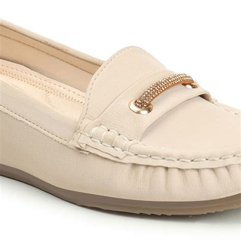 Buy Carlton London Cream Slip-On Solid Women Loafers Online