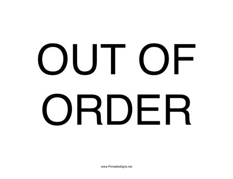Out of Order Sign Template - White Download Printable PDF | Templateroller