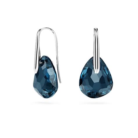 Galet drop earrings, Blue, Rhodium plated | Swarovski