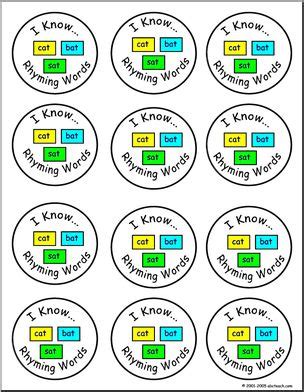Small Badge: I Know…Rhyming Words - Abcteach