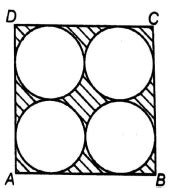 On a square cardboard sheet of area 784 cm 2 , four congruent circular ...