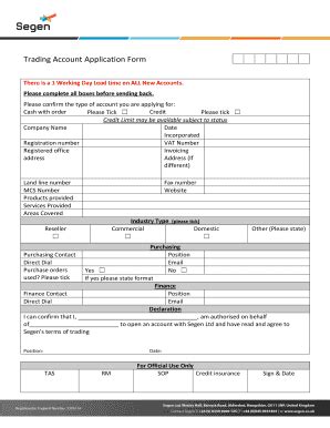 Fillable Online catalogue segen co Trading Account Application Form ...