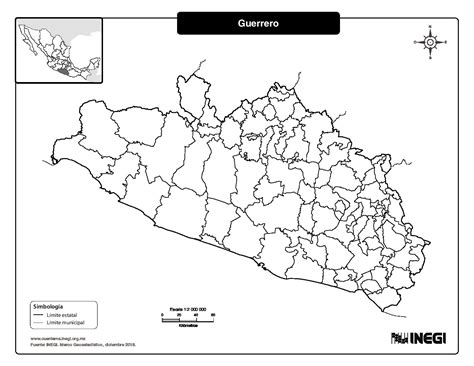 Mapa de Guerrero con nombres y sin nombres