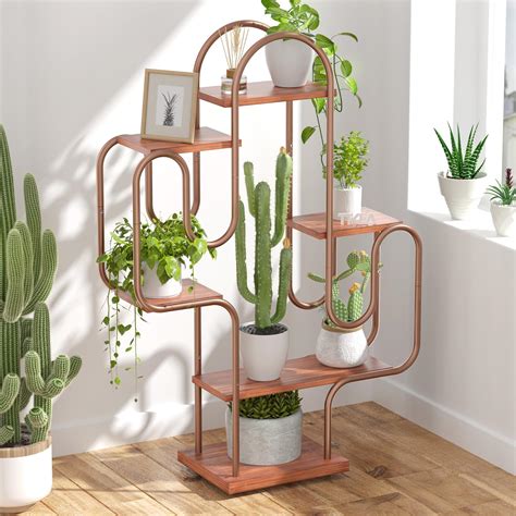Amazon.com: MIKHAEL Plant Stands 6 Tier Plant Stand Indoor, Vase-Shape Plant Shelf with Hanging ...