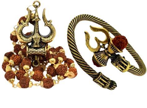 Buy BHAVYA ART Om mala Big Trishul Rudraksha Mala With Panchmukhi ...