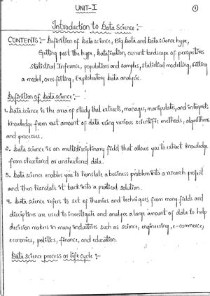 IDS UNIT-I Notes - INTRODUCTION TO DATA SCIENCE UNIT - I Introduction ...