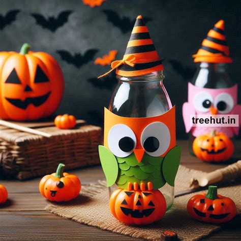 Halloween Owls Bottle Decoration Ideas, Bottle Craft Ideas