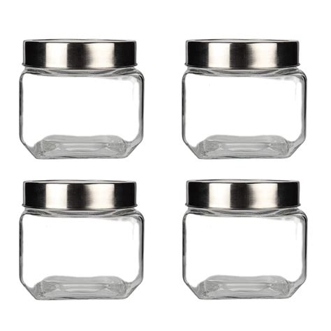 Femora Clear Glass Octo Kitchen Storage Jars, 850 ml, Free Replacement ...
