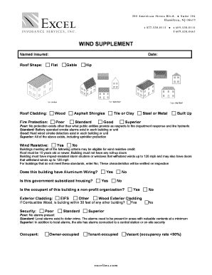Fillable Online Wind Supplement - Excel Insurance Services Inc Fax ...