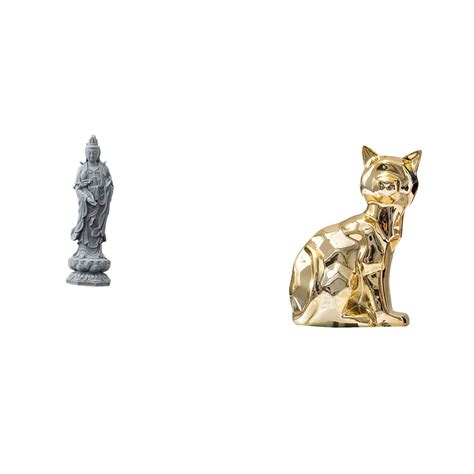 CarpNettore Guan Yin Cat Statue Figurine Female Buddha Animal Sculpture ...