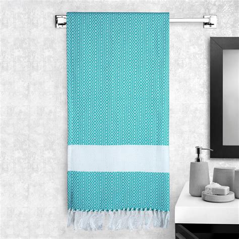 Buy PORTICO Turkish Hamam Blue Textured Cotton Bath Towel - 75x150cm ...