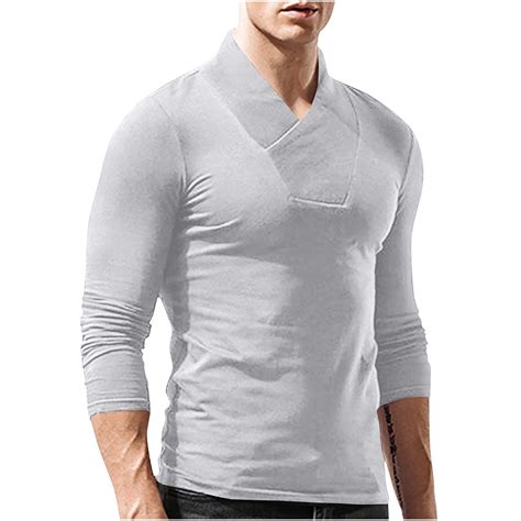 Haoxianjian Long Sleeve Shirts For Men White Undershirts Men Man Long ...