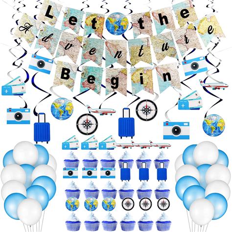 Buy 61 Pieces Let The Adventure Begin Banner Adventure Travel Themed ...