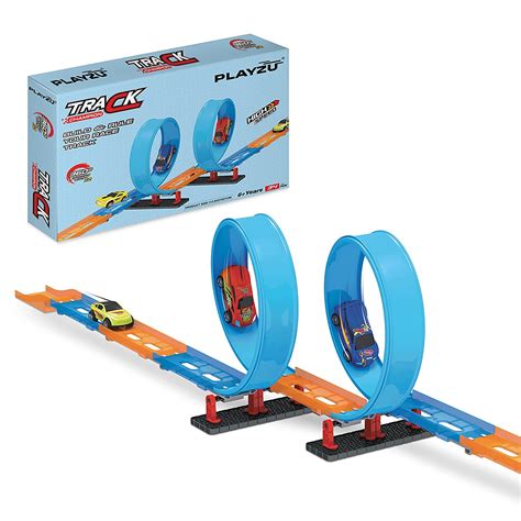 Buy Playzu Track Champion – 34pcs Double 360 Degree Loops Racing Track ...