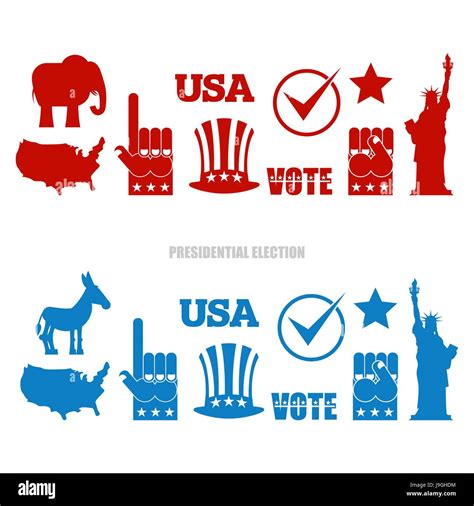 American Elections sign set. Republican elephant and Democratic donkey ...