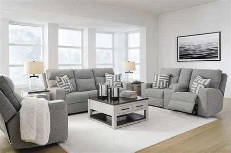 Biscoe Power Reclining Living Room Set In Pewter by Ashley Furniture ...