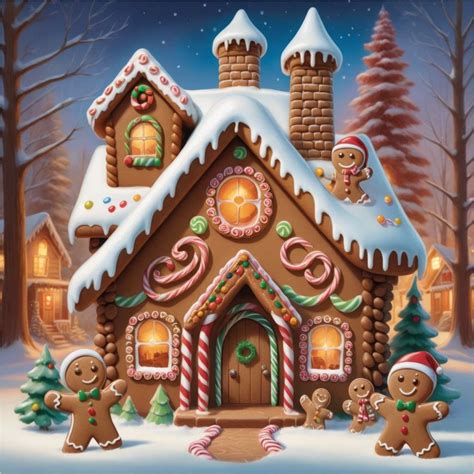 Festive Christmas Scene with Gingerbread Houses