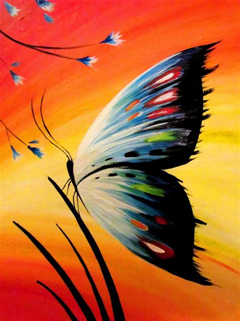 paint night canvas | Butterfly mobile desktop paintings poster ...