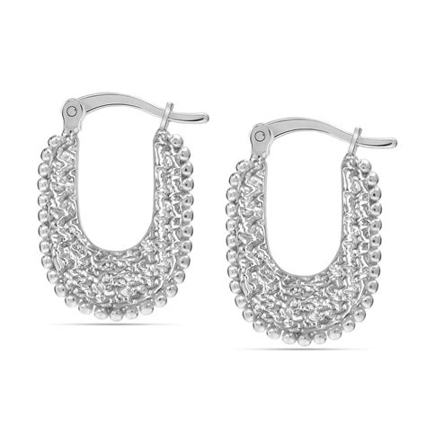 LeCalla - Buy 925 Sterling Silver U Shape Chunky Thick Beaded Texuted ...