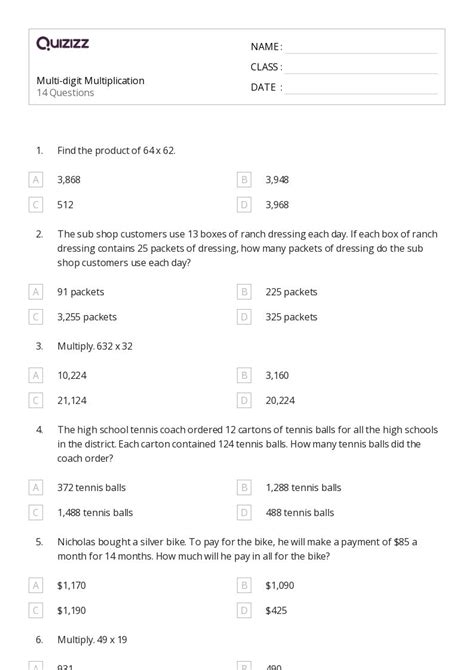 Multi-Digit Multiplication 5th Grade 的图像结果