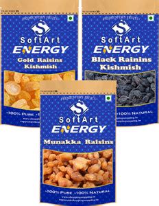 Soft Art Energy Gold Kishmish (Gold Raisins), Black Kishmish (Black ...