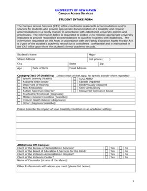 Student Intake Form - Blank Fillable Template | Fill Out, Print ...