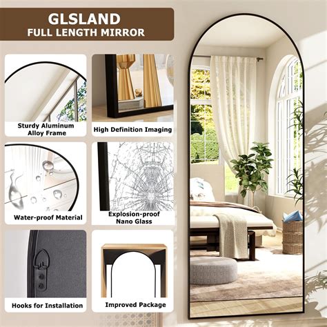 Snapklik.com : GLSLAND 26 X 71 Arched Full Length Mirror - Black Full ...