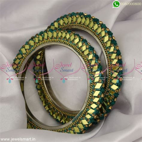 Mirror Work Lac Bangles Floral Design Dress Matching Fancy Collections ...