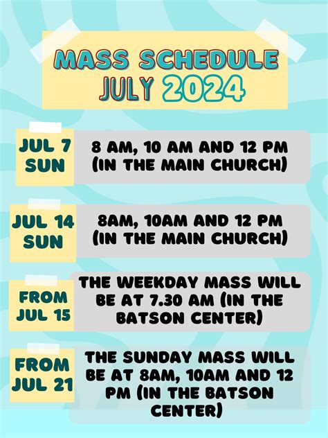 Mass Schedule – Church of the Holy Spirit