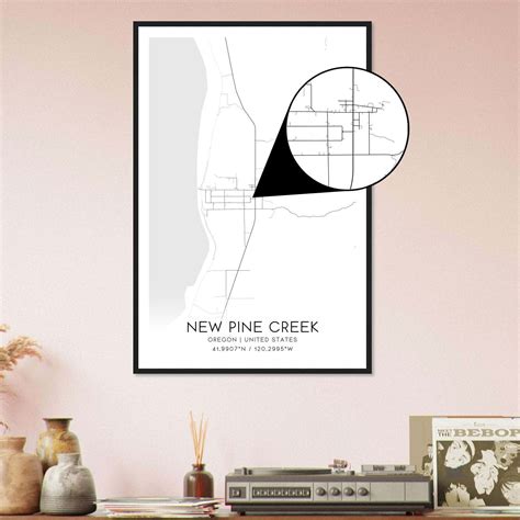 New Pine Creek Oregon Map Poster, Modern Home Decor Wall Art Print ...