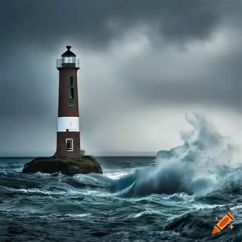 Lighthouse in the storm in brittany on Craiyon