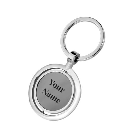 CrownLit Personalised Metal Rotating Keychain, 27mm Engraving Size ...