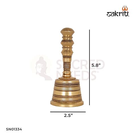 Brass Pooja Bell – 5.8 Inch Handheld Temple Bell for Rituals and Offer ...
