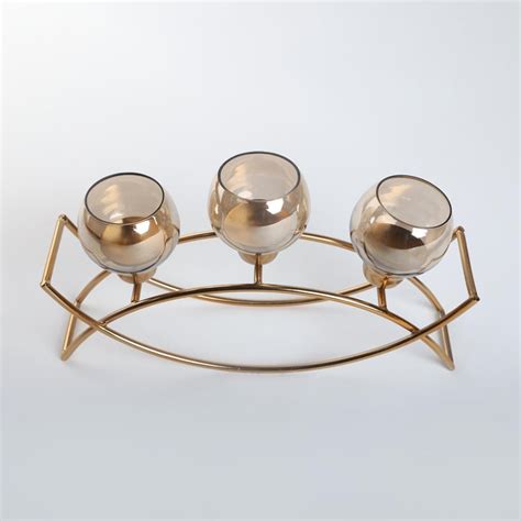 Buy Selena Glass Multi T-Light Holders with Iron Frame from Home Centre ...