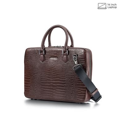 Buy Men Brown Mandeville 14-inch Croc-Textured Single Compartment ...