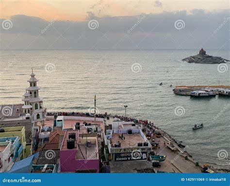 India. Sunrise at Cape Comorin Kanyakumari Editorial Stock Image ...