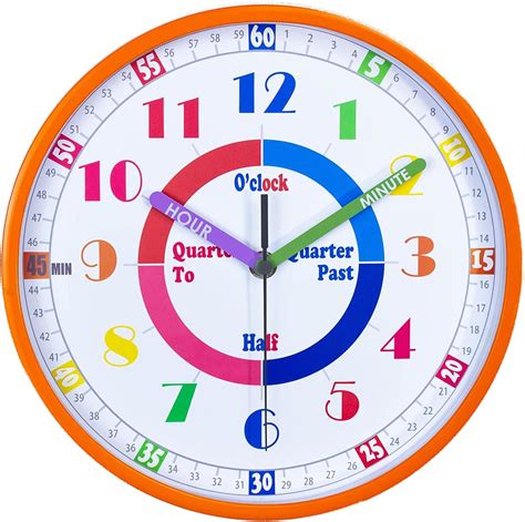 Telling Time Teaching Wall Clock, Silent Movement, India | Ubuy