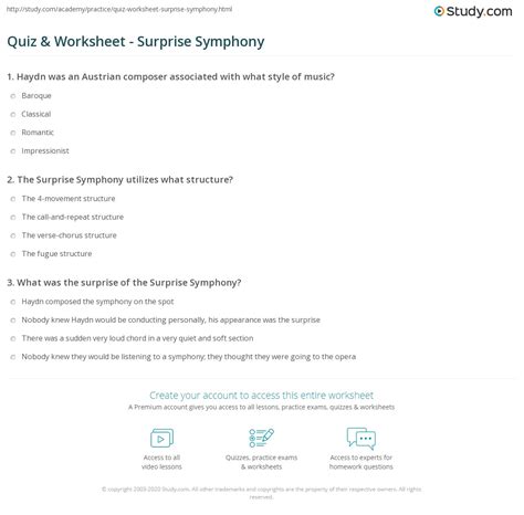Quiz & Worksheet - Surprise Symphony | Study.com