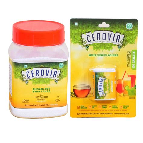 Buy Cerovia Stevia Powder (100gm) and Stevia Tablets (100 Tablets ...