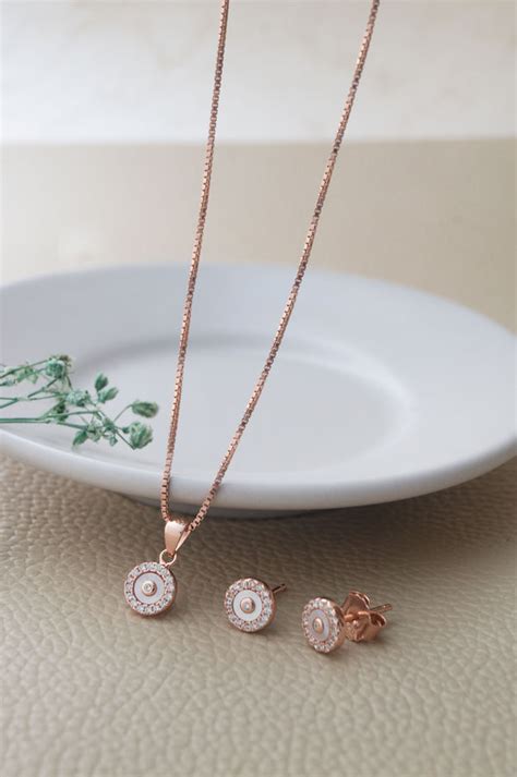 Tiny Mother Of Pearl Circlet Rose Gold Plated Sterling Silver Pendant ...