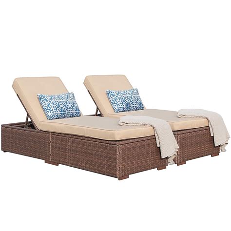 Buy JOIVI 2 Pieces Outdoor Chaise Lounge Chair, Patio Reclining Sun ...