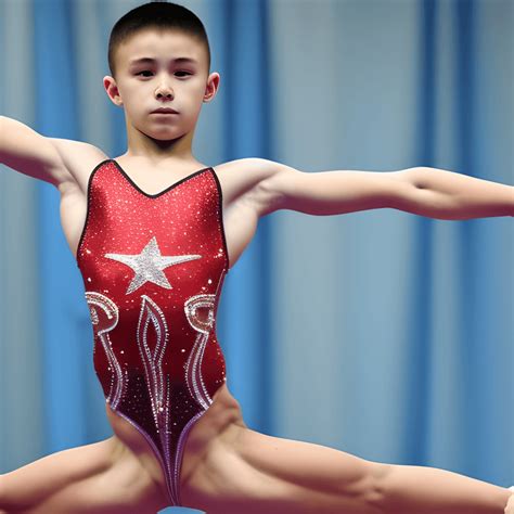 Muscular 13 Year Old Gymnast Flexing Muscles · Creative Fabrica