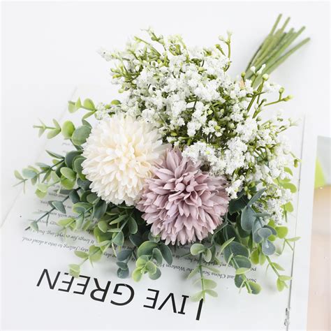 Buy HomeXO Artificial Silk Flower Baby Breath Wedding Bouquets for Home ...