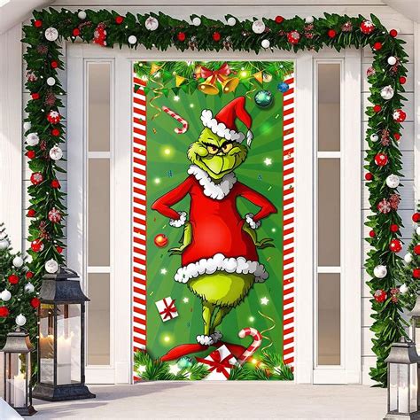 Grinch Decor Grinch Decorations Grinch Costume Christmas Door Cover ...