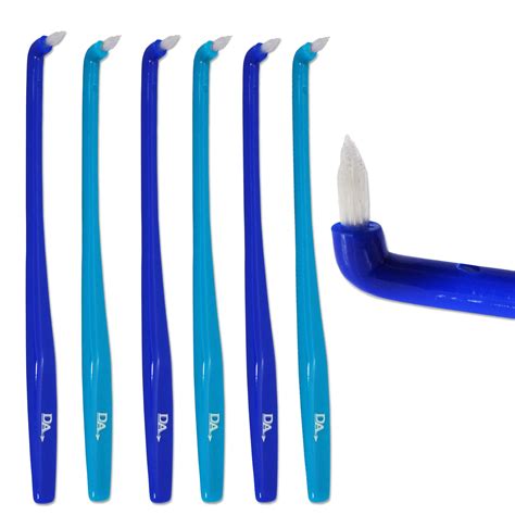 Buy 6 x Slim Interspace Toothbrush, Blue Brushes for Orthodontic Braces ...