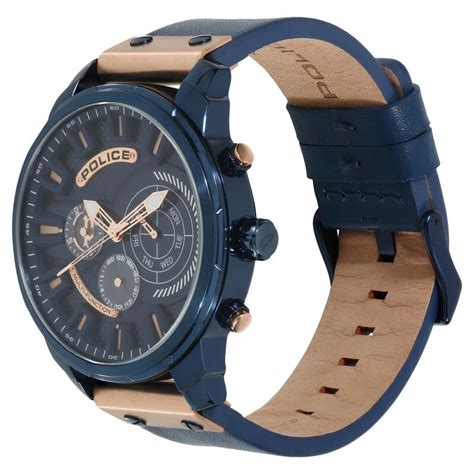 Buy Online Police Quartz Multifunction Blue Dial Leather Strap Watch ...
