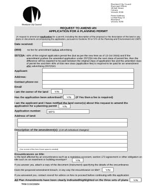 REQUEST FOR A MINOR AMENDMENT TO A PLANNING PERMIT Doc Template | pdfFiller