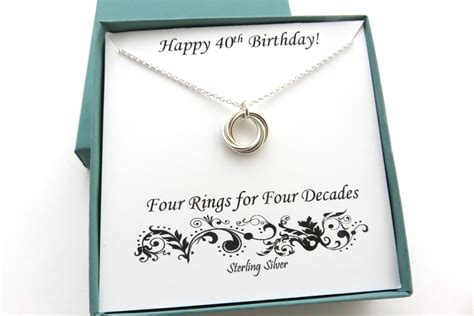40th Birthday Gift for Women | Sterling Silver Birthday Necklace | 40t ...