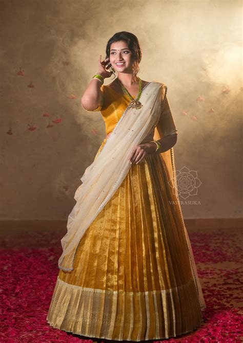 Golden Yellow Tissue Half Saree – Vastrasuka